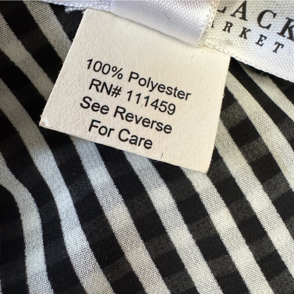White House Black Market Drape Neck Long Sleeve Stripe Blouse - Picture 11 of 12